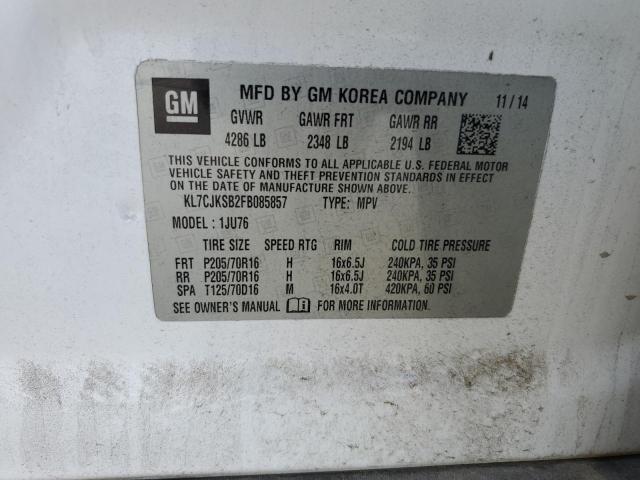 2015 Chevrolet Trax Ls VIN: KL7CJKSB2FB085857 Lot: 60229044