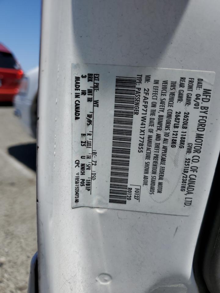 2FAFP71W41X177855 2001 Ford Crown Victoria Police Interceptor