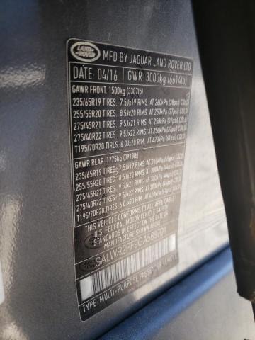 2016 Land Rover Range Rover Sport Hse VIN: SALWR2PF9GA589701 Lot: 60481024