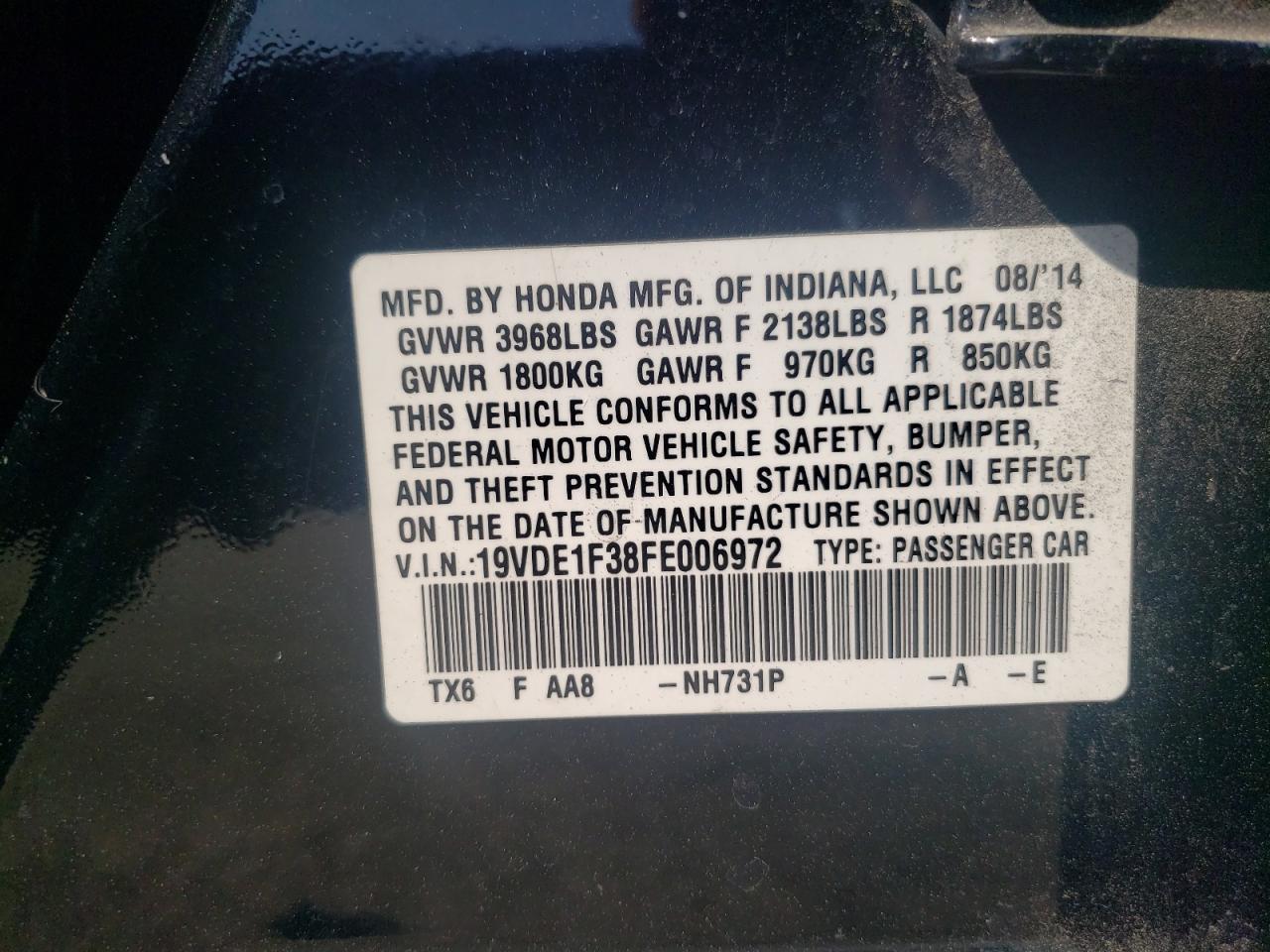 19VDE1F38FE006972 2015 Acura Ilx 20