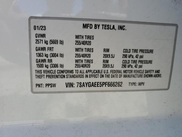 2023 Tesla Model Y VIN: 7SAYGAEE5PF666262 Lot: 58172124