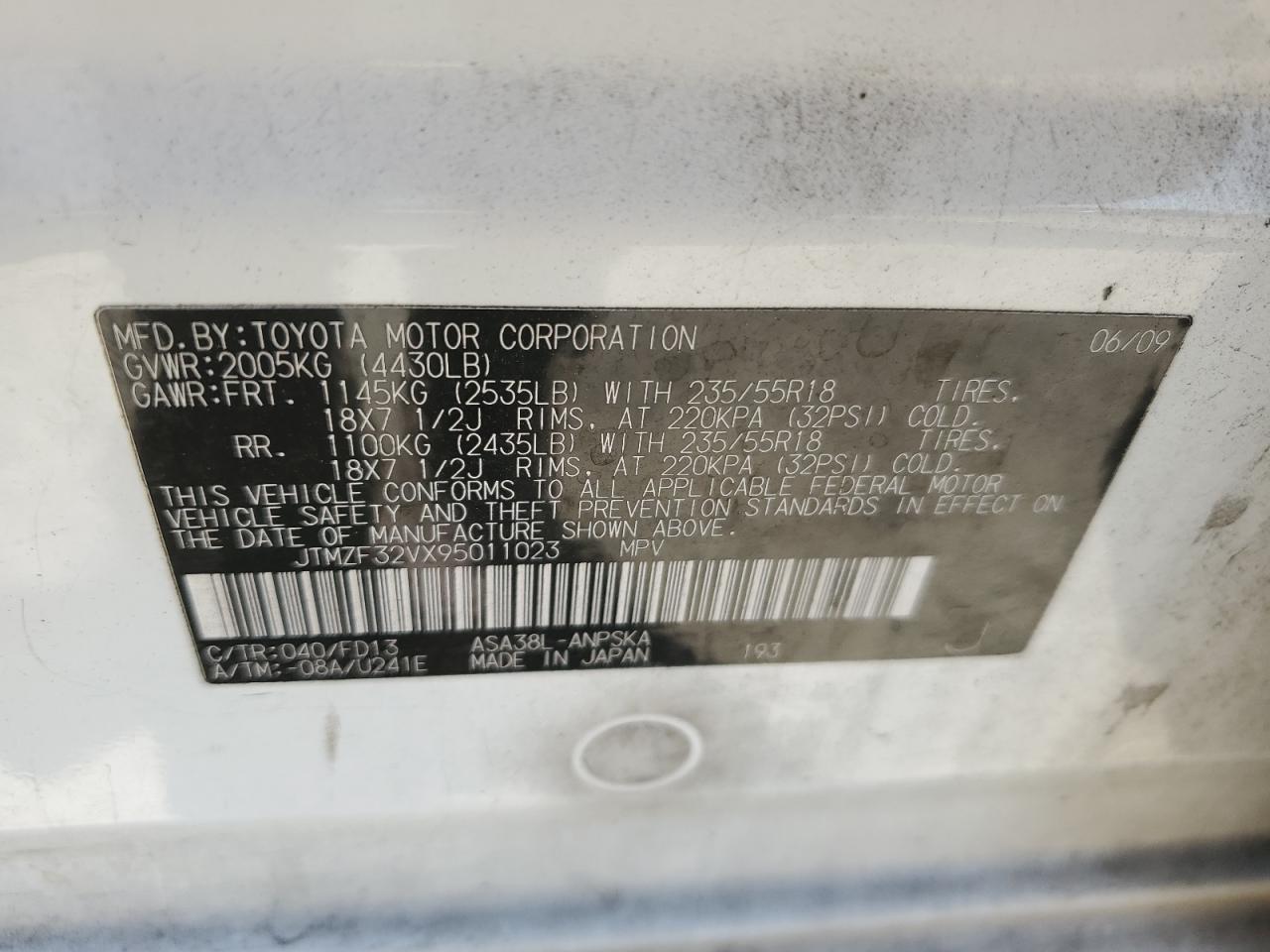 JTMZF32VX95011023 2009 Toyota Rav4 Sport