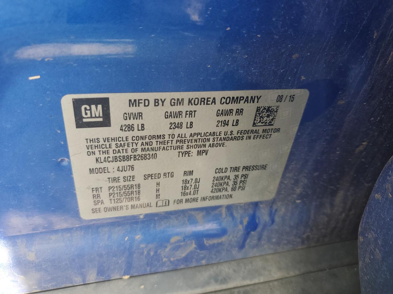 KL4CJBSB8FB268340 2015 Buick Encore Convenience