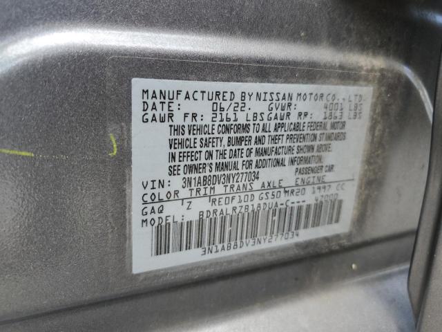 2022 Nissan Sentra Sr VIN: 3N1AB8DV3NY277034 Lot: 59399014