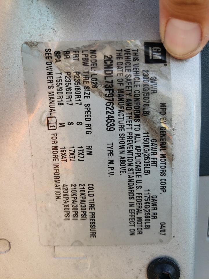 2CNDL73F976224639 2007 Chevrolet Equinox Lt