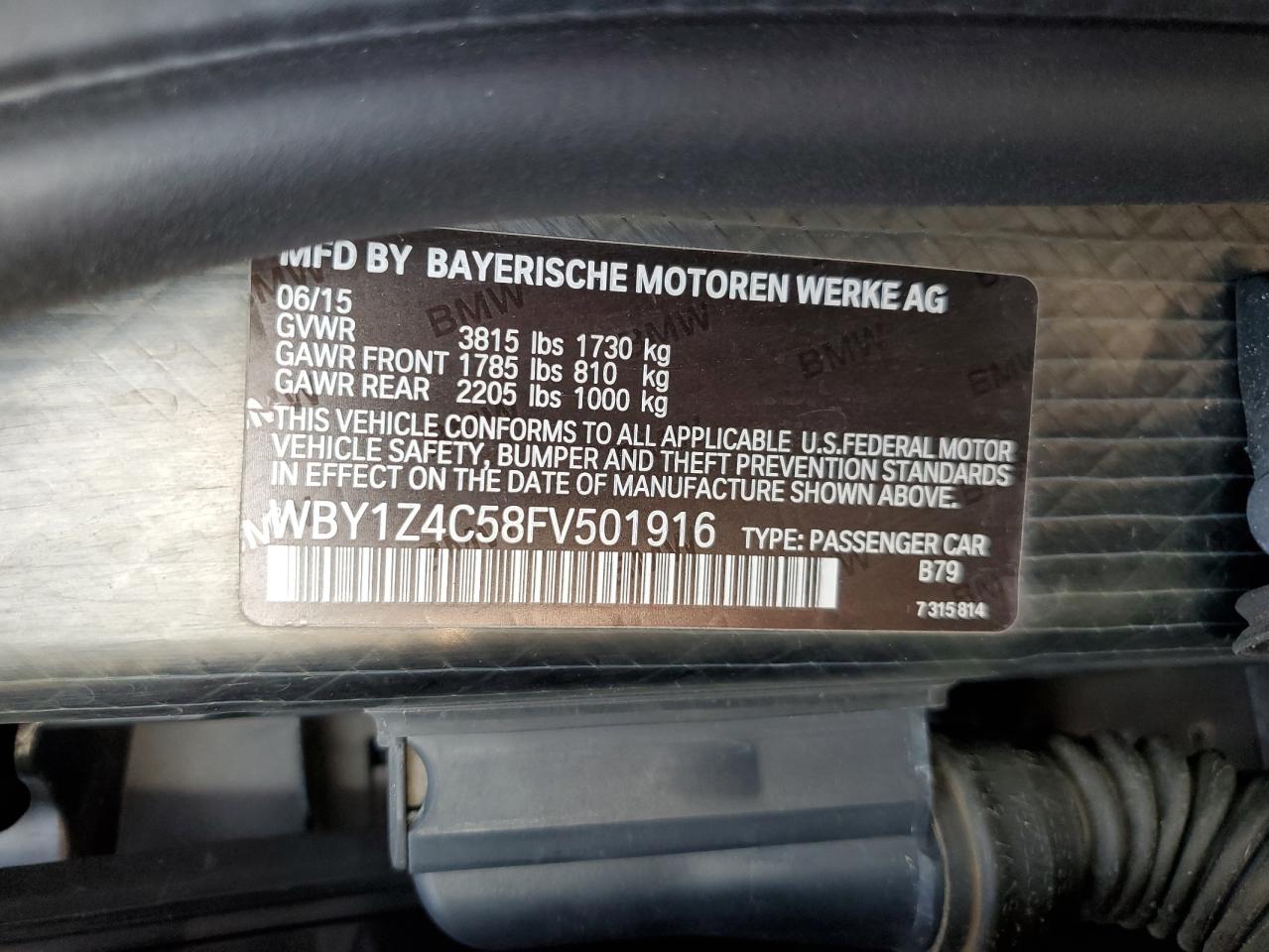 WBY1Z4C58FV501916 2015 BMW I3 Rex