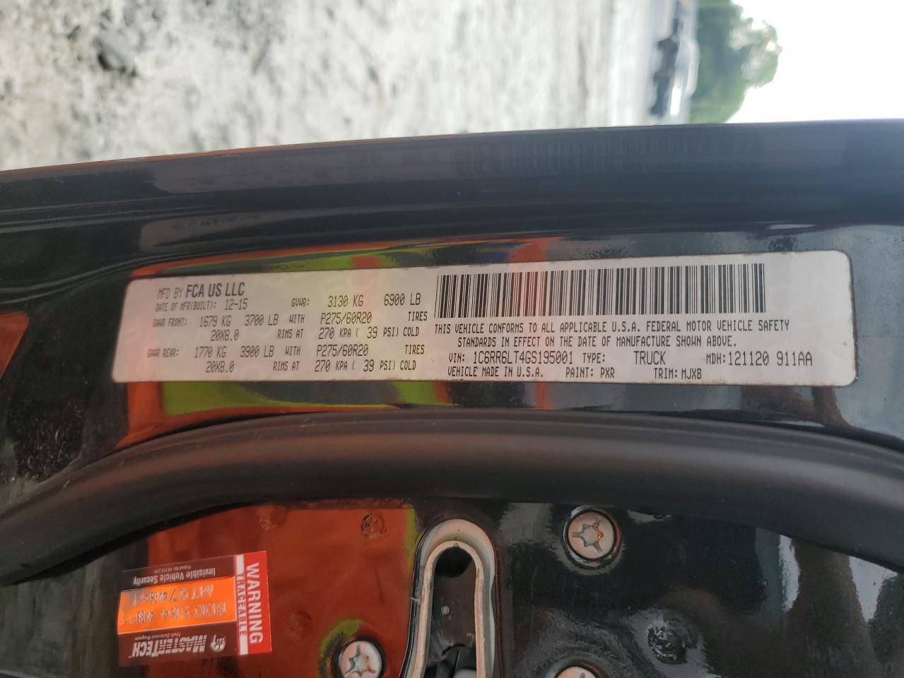 1C6RR6LT4GS195001 2016 Ram 1500 Slt