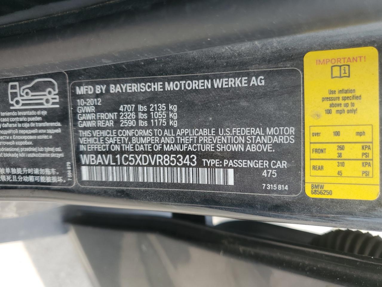 WBAVL1C5XDVR85343 2013 BMW X1 xDrive28I