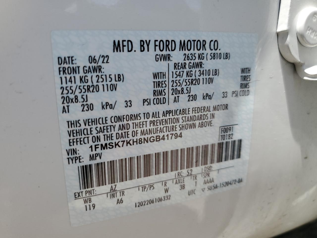 1FMSK7KH8NGB41794 2022 Ford Explorer St-Line