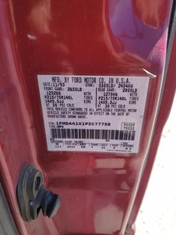 1993 Ford Aerostar VIN: 1FMDA41X1PZC77758 Lot: 57881914