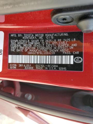 2020 Lexus Es 350 VIN: 58ADZ1B16LU064239 Lot: 58464154