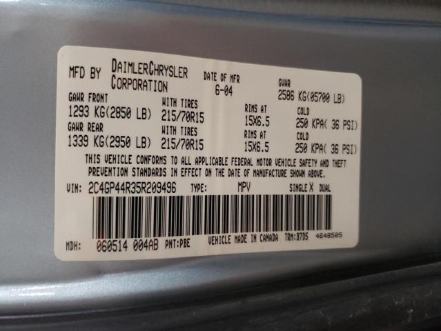 2005 Chrysler Town & Country Lx VIN: 2C4GP44R35R209496 Lot: 60094484