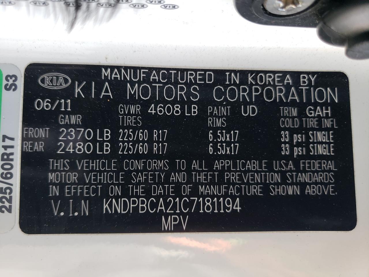 KNDPBCA21C7181194 2012 Kia Sportage Lx