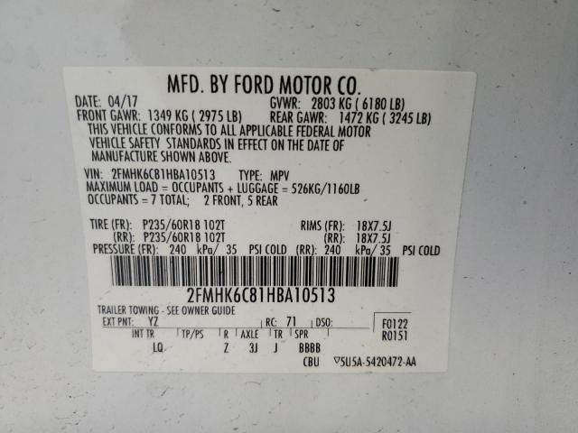 2017 FORD FLEX SEL - 2FMHK6C81HBA10513