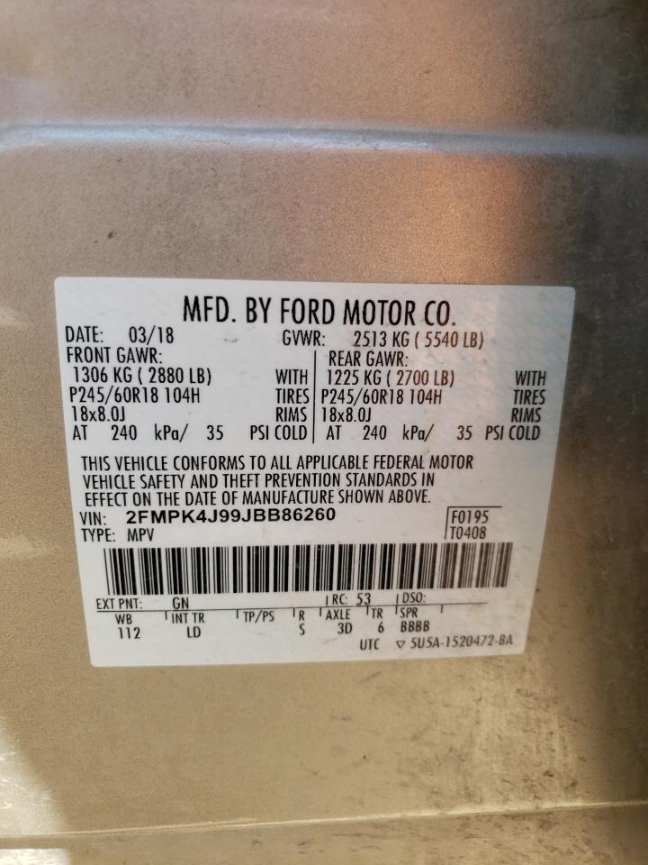 2FMPK4J99JBB86260 2018 Ford Edge Sel