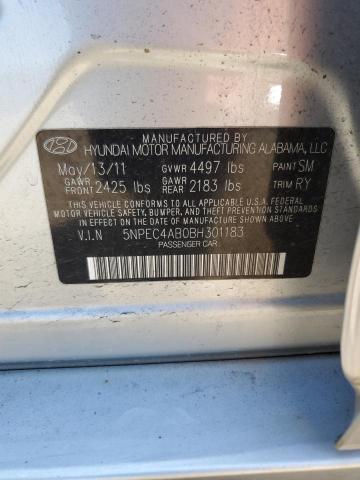 2011 Hyundai Sonata Se VIN: 5NPEC4AB0BH301183 Lot: 57229934