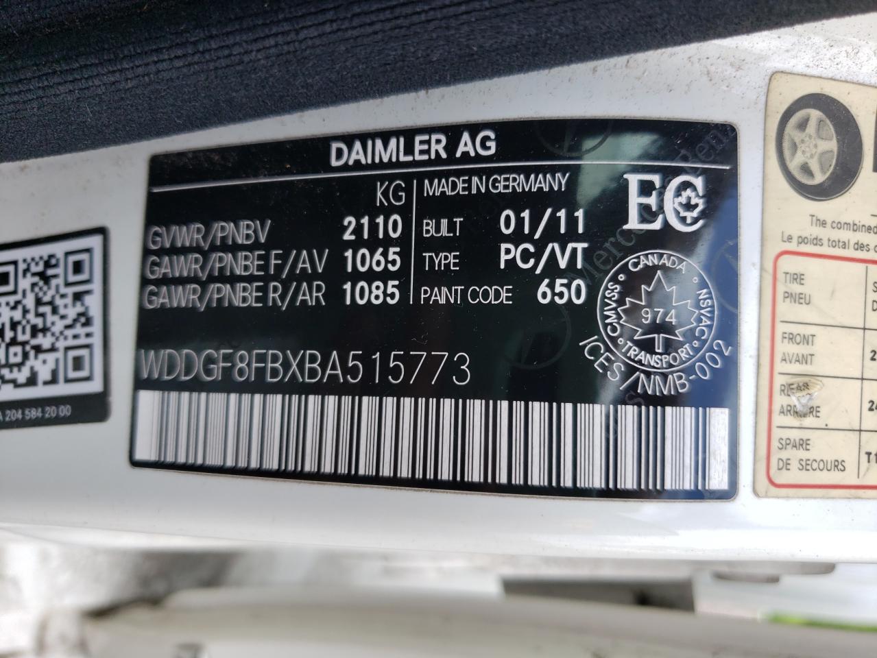 WDDGF8FBXBA515773 2011 Mercedes-Benz C 250 4Matic