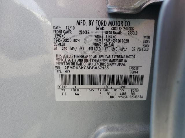 2011 Ford Edge Limited VIN: 2FMDK3KC8BBA67155 Lot: 59912254