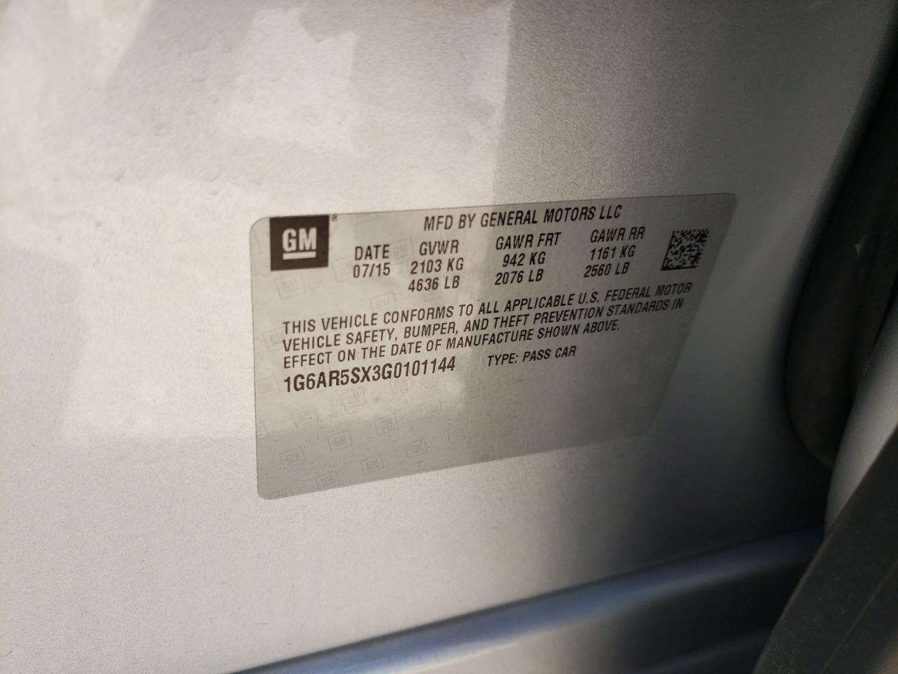 1G6AR5SX3G0101144 2016 Cadillac Cts Luxury Collection