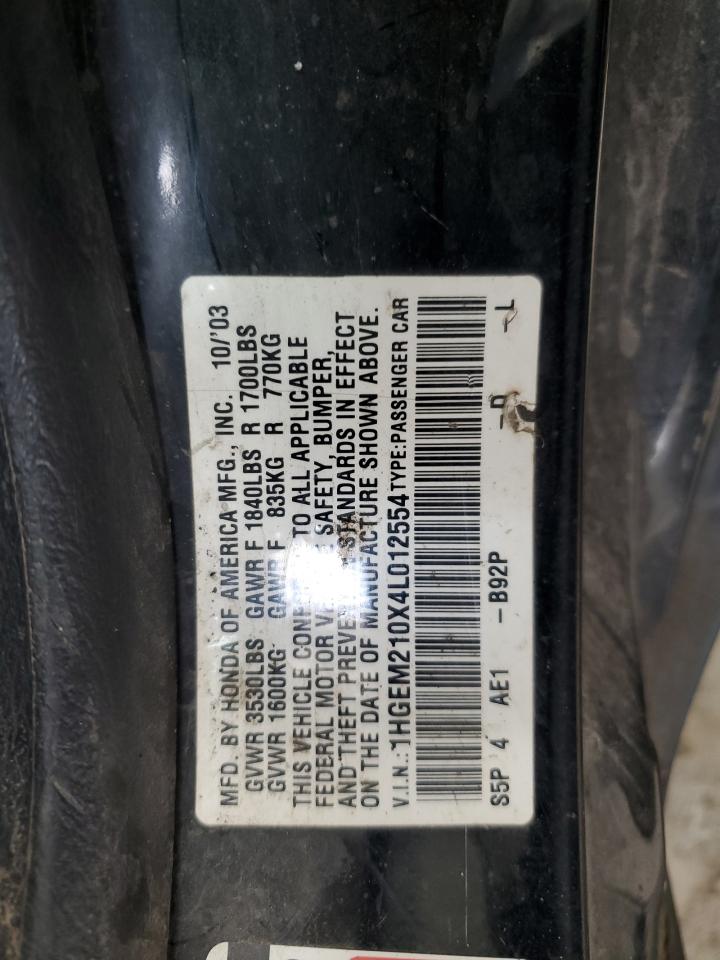 1HGEM210X4L012554 2004 Honda Civic Ex