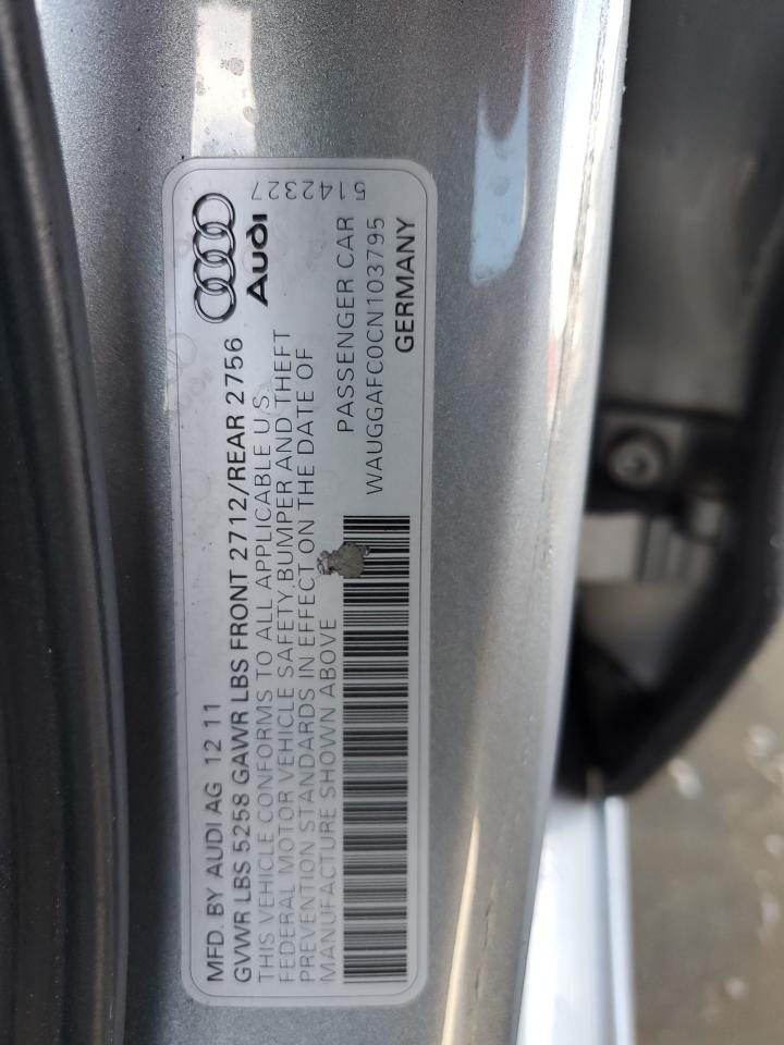 WAUGGAFC0CN103795 2012 Audi A6 Premium Plus