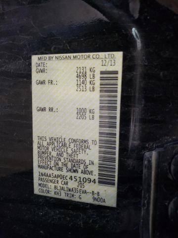 2014 Nissan Maxima S VIN: 1N4AA5AP0EC451094 Lot: 58310094