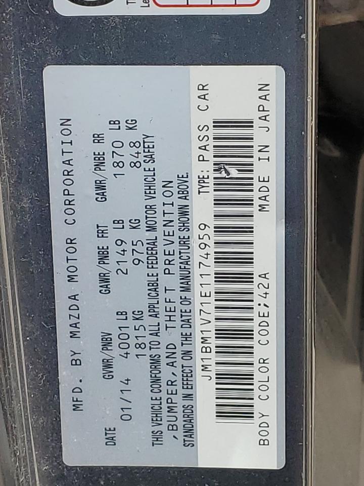 JM1BM1V71E1174959 2014 Mazda 3 Touring