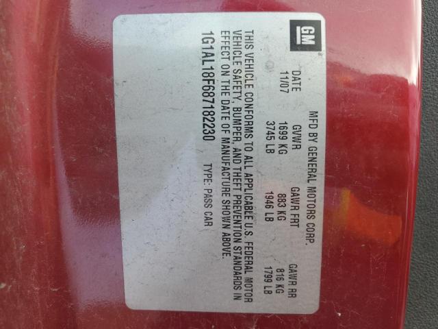 2008 Chevrolet Cobalt Lt VIN: 1G1AL18F687182230 Lot: 58145884