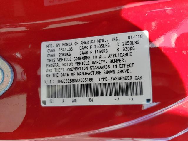 2010 Honda Accord Exl VIN: 1HGCS2B8XAA005189 Lot: 61146734