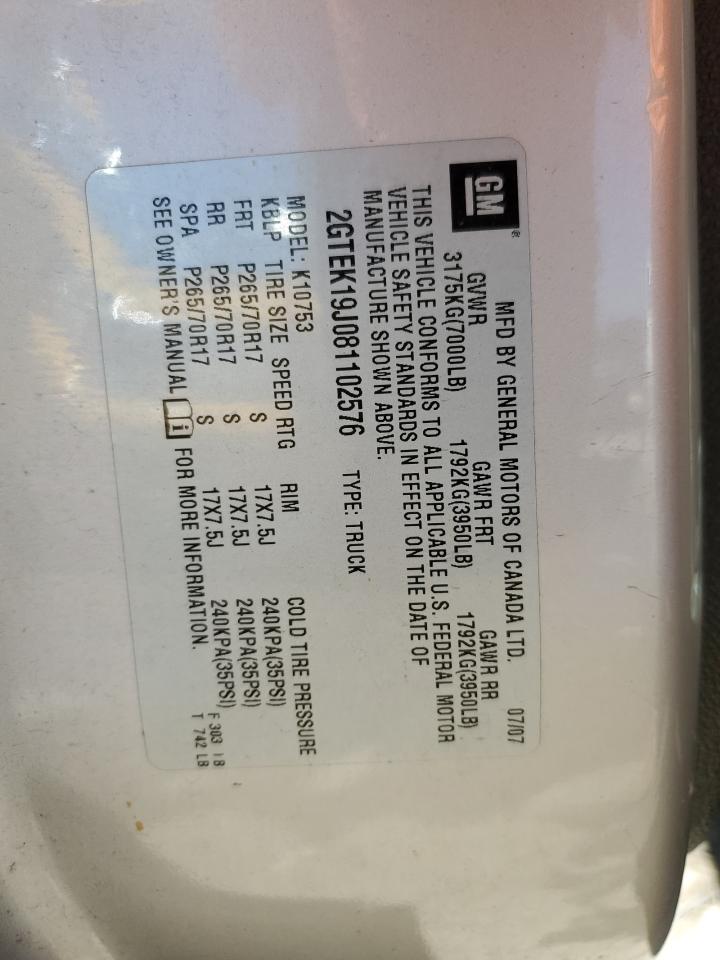 2GTEK19J081102576 2008 GMC Sierra K1500