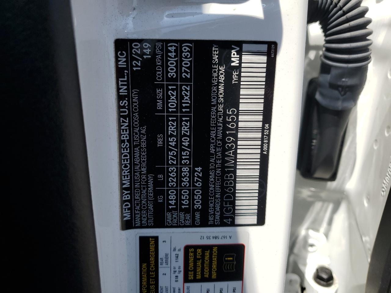 4JGFD6BB1MA391655 2021 Mercedes-Benz Gle Coupe Amg 53 4Matic