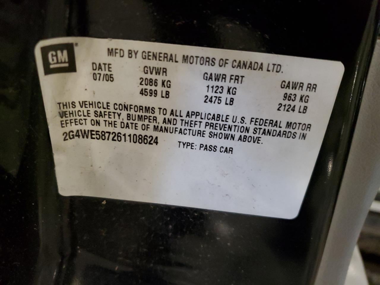 2G4WE587261108624 2006 Buick Lacrosse Cxs