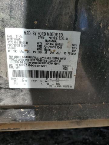 2016 Ford Edge Sel VIN: 2FMPK3J96GBB11261 Lot: 59370094