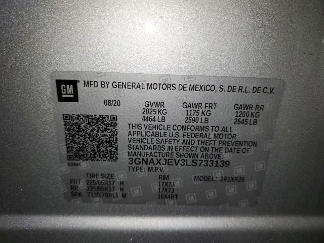2020 Chevrolet Equinox Lt VIN: 3GNAXJEV3LS733139 Lot: 59837974
