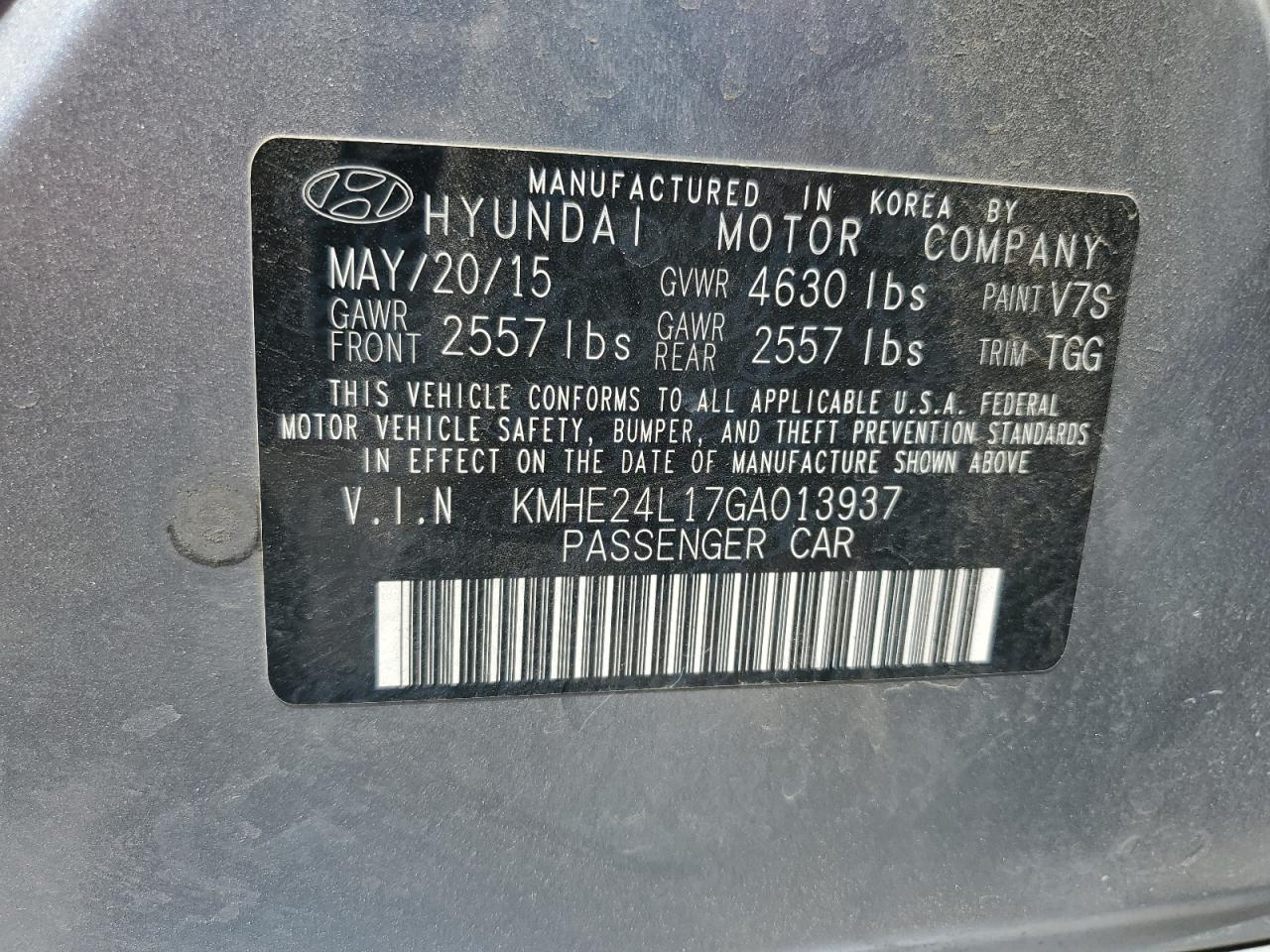 KMHE24L17GA013937 2016 Hyundai Sonata Hybrid