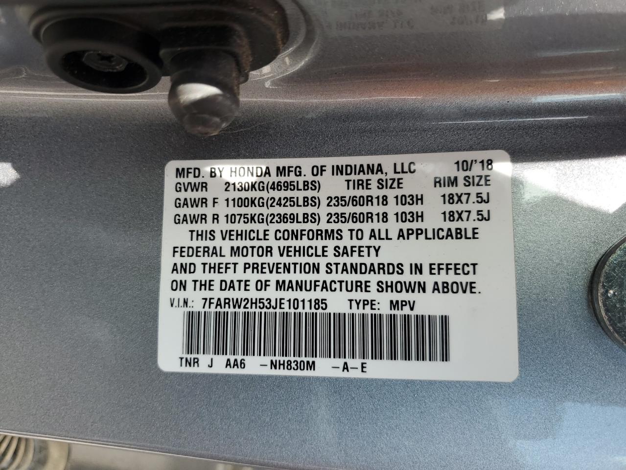 7FARW2H53JE101185 2018 Honda Cr-V Ex