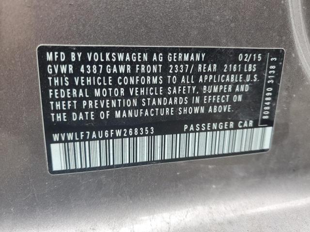 2015 Volkswagen Golf R VIN: WVWLF7AU6FW268353 Lot: 57884534