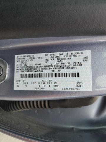 2022 Ford Escape S VIN: 1FMCU9F60NUA37952 Lot: 58771264