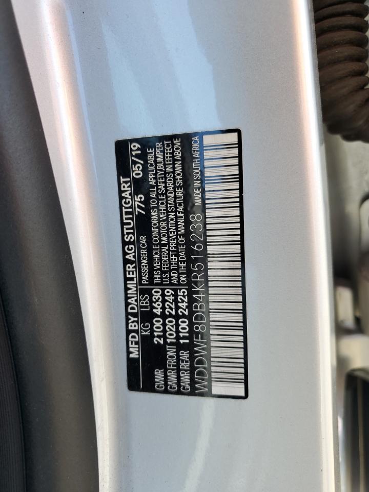 WDDWF8DB4KR516238 2019 Mercedes-Benz C 300