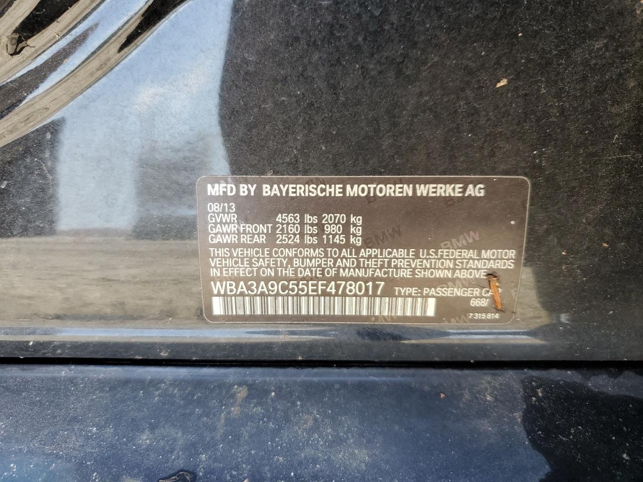 WBA3A9C55EF478017 2014 BMW 335 I