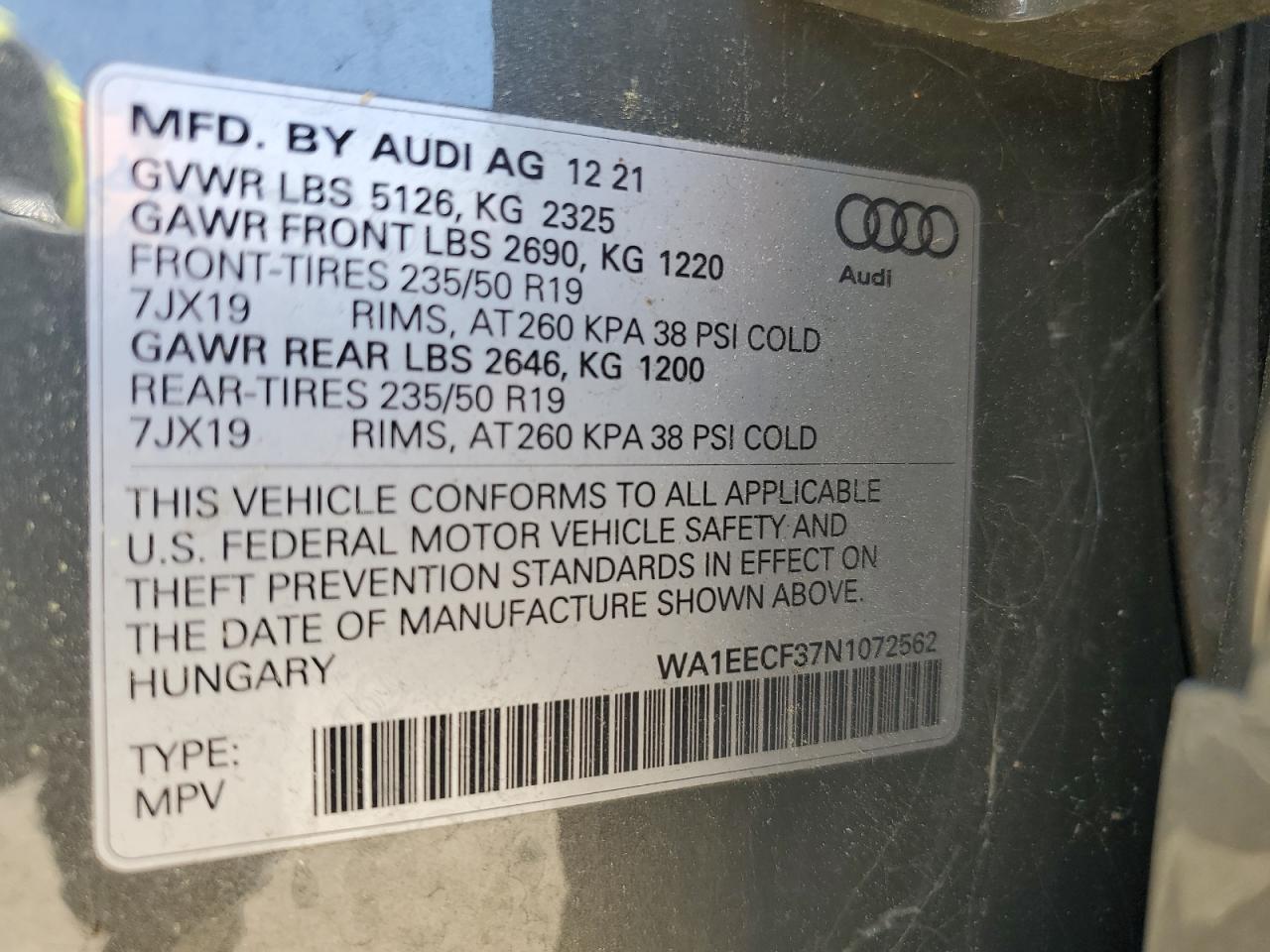 WA1EECF37N1072562 2022 Audi Q3 Premium Plus S Line 45