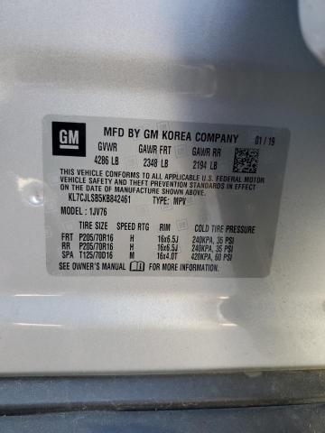 2019 Chevrolet Trax 1Lt VIN: KL7CJLSB5KB842461 Lot: 58315134