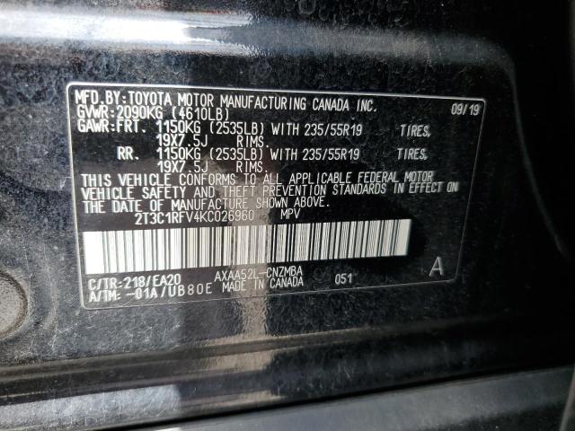 VIN 2T3C1RFV4KC026960 2019 Toyota RAV4, Xle Premium no.13