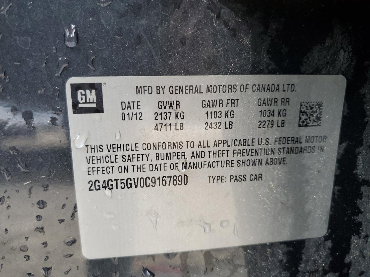 2G4GT5GV0C9167890 2012 Buick Regal Premium