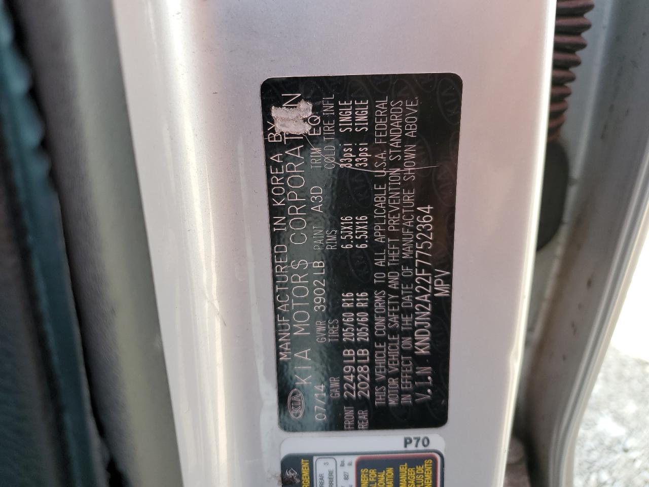 KNDJN2A22F7752364 2015 Kia Soul