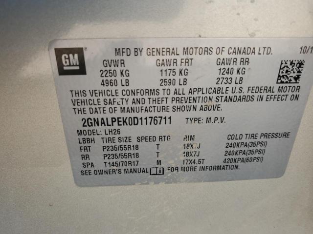 2013 Chevrolet Equinox Lt VIN: 2GNALPEK0D1176711 Lot: 61149934