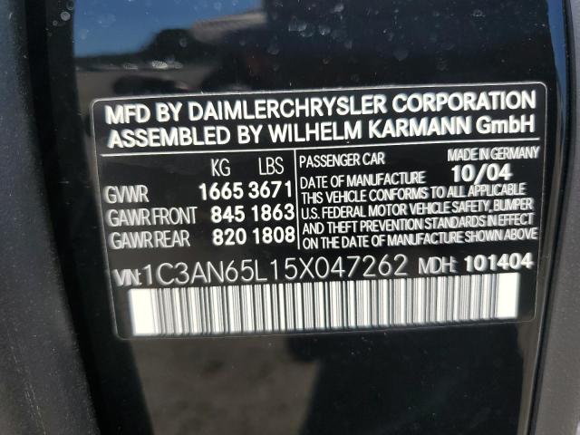 2005 Chrysler Crossfire Limited VIN: 1C3AN65L15X047262 Lot: 59041854