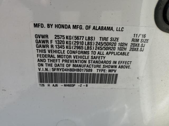 2017 Acura Mdx Advance VIN: 5FRYD4H80HB017689 Lot: 59980754