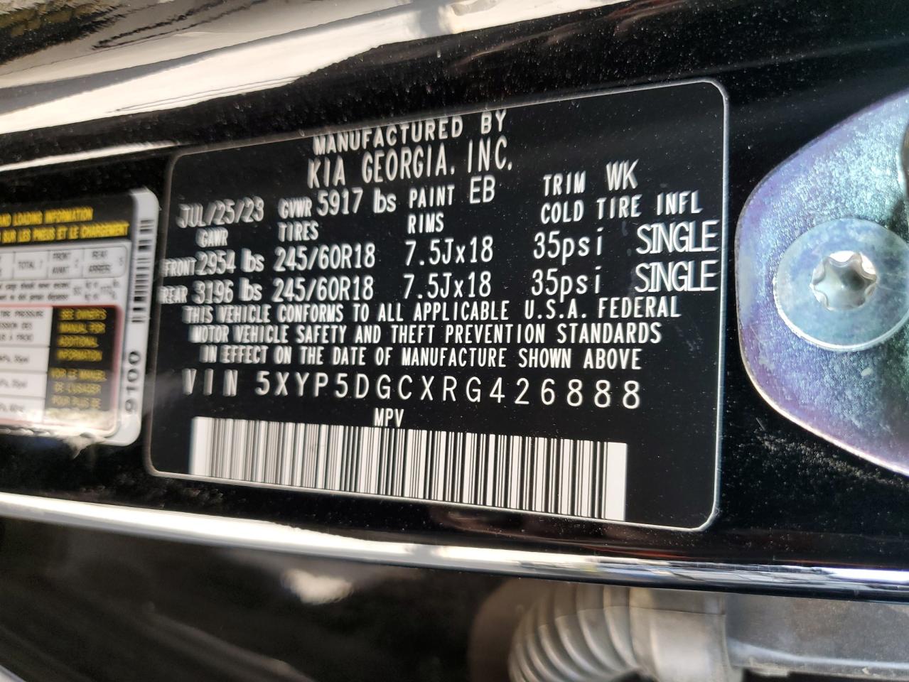 5XYP5DGCXRG426888 2024 Kia Telluride Sx