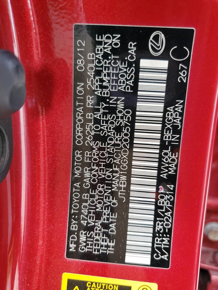 JTHBW1GGXD2005750 2013 Lexus Es 300H